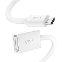 GCR Адаптер переходник OTG 1.0m USB, microB 5pin/ AF, белый, 28/ 28 AWG, экран, морозостойкий. GCR-52209
