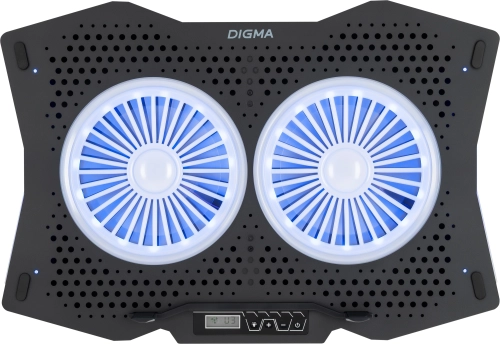 Подставка для ноутбука Digma D-NCP180-2x110RGB 18 410x280x34мм 20дБ 2xUSB 2x 110ммFAN 700г Fan-control пластик ABS черный