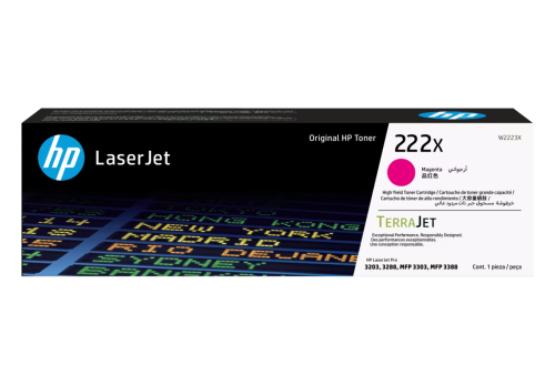 Тонер-картридж HP 222X High Yield Magenta Original LaserJet Toner Cartridge, пурпурный, 2500 страниц [W2223X]