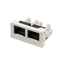 Вставка Mosaic 22.5x45 2xRJ45 Cat.6, белая (LAN-WA-LP-2X45/6-WH)
