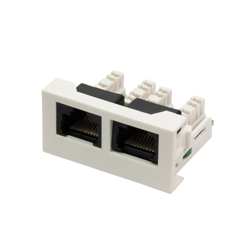 Вставка Mosaic 22.5x45 2xRJ45 Cat.6, белая (LAN-WA-LP-2X45/6-WH)