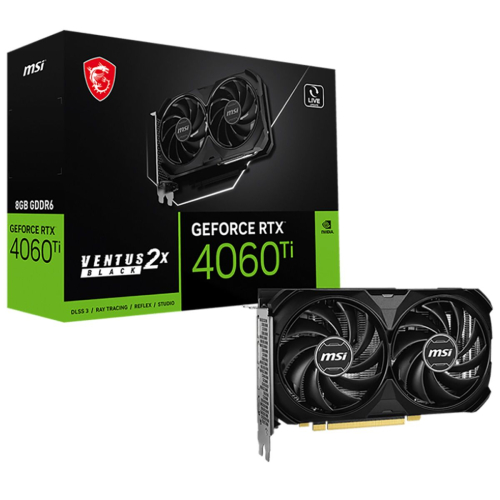 Видеокарта MSI RTX4060Ti VENTUS 2X BLACK E1 8GB GDDR6 128bit 3xDP HDMI 2FAN RTL (RTX 4060 TI 8G VENTUS 2X BLACK E1)