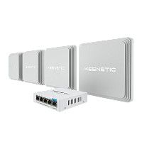 Маршрутизатор/ Набор Keenetic Voyager Pro 4-Pack Гигабитный интернет-центр с Mesh Wi-Fi 6 AX1800, анализатором спектра Wi-Fi, 2-портовым Smart-коммутатором, переключателем режима роутер/ ретранслятор и (KEENETIC VOYAGER PRO 4-PACK + POE+ SWITCH 5 BUNDLE)