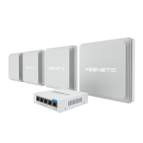 Маршрутизатор/ Набор Keenetic Voyager Pro 4-Pack Гигабитный интернет-центр с Mesh Wi-Fi 6 AX1800, анализатором спектра Wi-Fi, 2-портовым Smart-коммутатором, переключателем режима роутер/ ретранслятор и (KEENETIC VOYAGER PRO 4-PACK + POE+ SWITCH 5 BUNDLE)