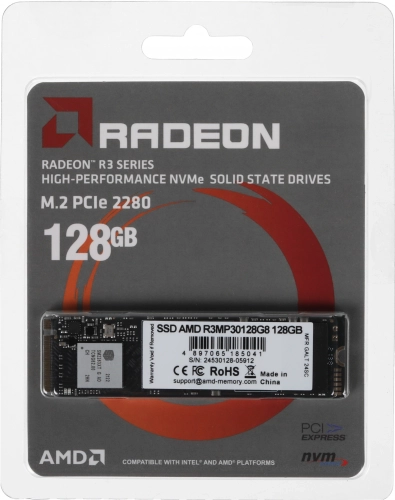Накопитель SSD AMD PCIe 128GB (R3MP30128G8) Накопитель SSD AMD PCIe 3.0 x4 128GB R3MP30128G8 Radeon M.2 2280 фото 6