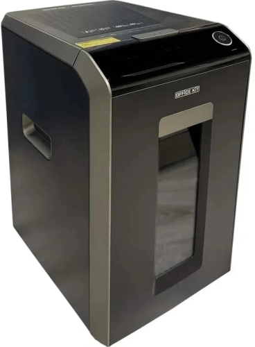 Шредер Office Kit SA200С 3,8x10 черный/ серый с автоподачей (секр.P-4) фрагменты 220лист. 40лтр. скобы пл.карты (OK3810SA200С)