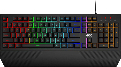 Клавиатура игровая AOC Gaming GK200D32R проводная 105 клав русская заводская раскладка, USB 2.0, PVC кабель, 1,8м, Радужный светодиодный RGB, 4 зоны светодиодной подсветки, чёрный (GK200D32R)
