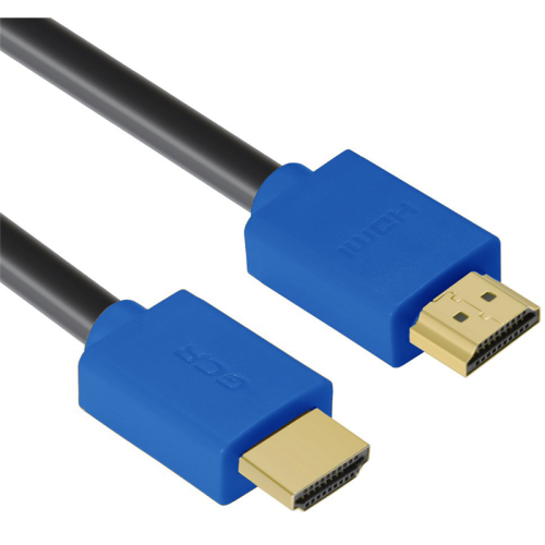 Greenconnect Кабель 0.5m HDMI версия 2.0, HDR 4:2:2, Ultra HD, 4K 60 fps 60Hz/5K*30Hz, 3D, AUDIO, 18.0 Гбит/с, 28/28 AWG, OD7.3mm, тройной экран, черный, синие коннекторы, GCR-HM431-0.5m