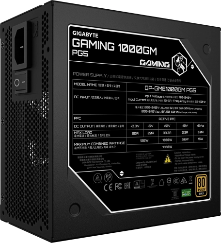 Блок питания Gigabyte ATX 1000W GP-GME1000GM PG5 80+ gold (20+4pin) APFC 135mm fan 8xSATA Cab Manag RTL фото 7