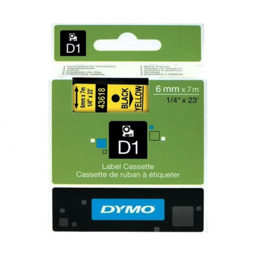 Картридж ленточный Dymo D1 S0720790 6 мм x 7 м, черный шрифт/желтый фон для Dymo фото 2