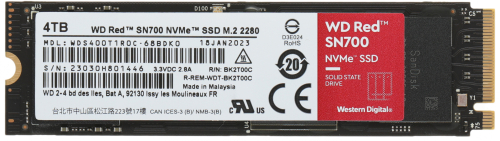 Накопитель SSD WD Original PCIe x4 4TB WDS400T1R0C Red SN700 M.2 2280