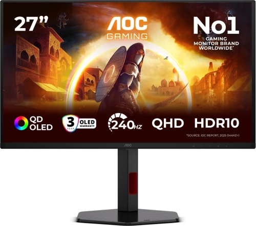 Монитор AOC 26,5 Q27G4ZDR, 16:9, QD-OLED, QHD, 0,03ms, 400cd, 240Hz, HDMI, DP, USB, HAS