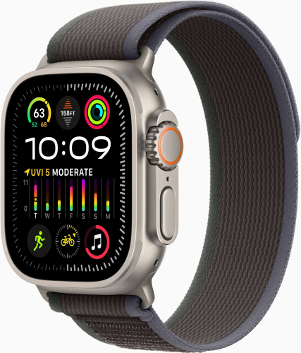 Смарт-часы Apple Watch Ultra 2 A2986 49мм OLED корп.титан Trial loop рем.синий/ черный разм.брасл.:145-220мм (MRF63LL/ A) (MRF63LL/A)