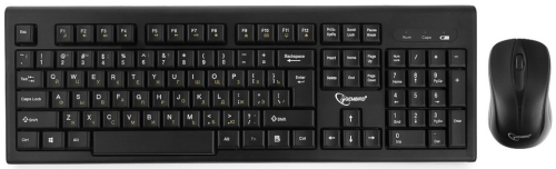 Клавиатура + мышь Gembird KBS-8002, беспроводной комплект, 2.4ГГц, черный, 104 клавиши+2 кнопки+колесо кнопка, 1000DPI, батарейки в комплекте (KBS-8002)