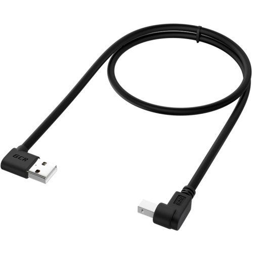 Greenconnect Кабель 1.0m USB 2.0, AM угловой/ BM угловой, черный, 28/ 28 AWG, экран, армированный, морозостойкий, GCR-AUPC5AM-BB2S-1.0m
