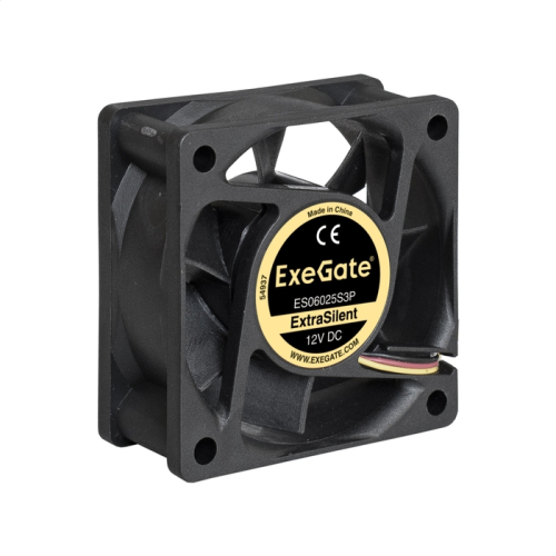 Exegate EX283370RUS Вентилятор ExeGate ExtraSilent ES06025S3P, 60x60x25 мм, подшипник скольжения, 3pin, 2500RPM, 22dBA