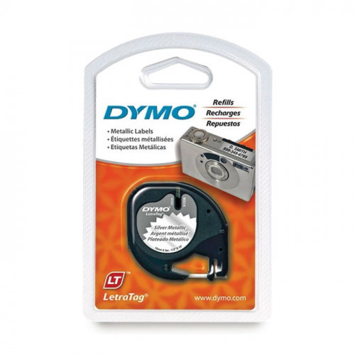 Картридж ленточный Dymo LT S0721730 12 мм x 4 м, черный шрифт/серебристый металик фон для Dymo фото 2