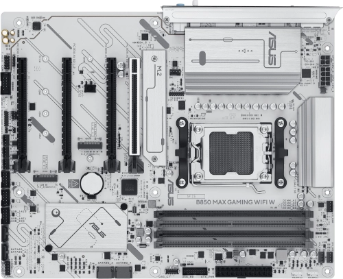 Материнская плата ASUS B850 MAX GAMING WIFI W, AM5, B850, 4*DDR5, 4*SATA, 3*M.2, 5*USB 3.2, 2*USB 2.0, Type-C, 5*PCIx16, DP+HDMI, ATX; 90MB1M10-M0EAY0