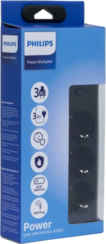 Сетевой фильтр Philips CHP2135BB/ 51 3м (3 розетки) черный (коробка) (CHP2135BB/51) фото 2