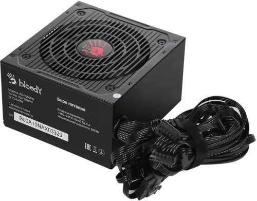 Блок питания Bloody ATX 500W BD-PS500W 80 PLUS WHITE (20+4pin) APFC 120mm fan 6xSATA RTL фото 4