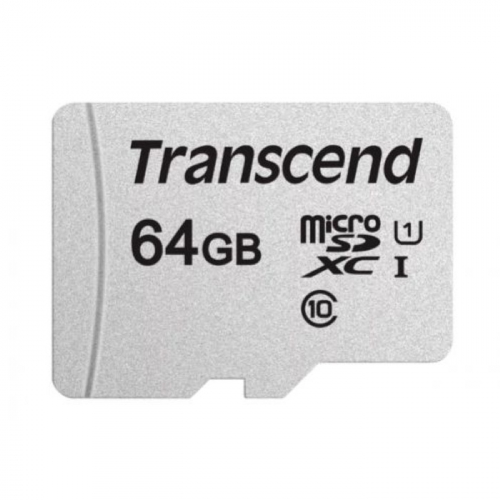 Карта памяти microSD 64GB Transcend microSDXC Class 10 UHS-I U1, (без адаптера), TLC (TS64GUSD300S)