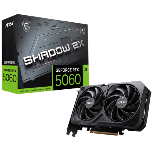 Видеокарта MSI PCI-E 5.0 RTX 5060 8G SHADOW 2X OC NVIDIA GeForce RTX 5060 8Gb 128bit GDDR7 2527/28000 HDMIx1 DPx3 HDCP Ret