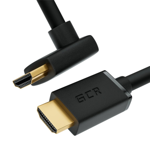 GCR Кабель 1.5m HDMI 2.0, M/ M верхний угол, черный нейлон, HDR 4:2:2, Ultra HD, 4K 60 fps 60Hz/ 5K*30Hz, 3D, AUDIO, 18.0 Гбит/ с, 28/ 28 AWG, GCR-53292