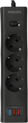 Сетевой фильтр Philips CHP4336BA/ 51 2м (3 розетки) черный (коробка) (CHP4336BA/51) фото 5