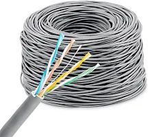 Кабель сетевой KingPrice KP-utp-c5e-0.5mm-cca-305m 1Гбит/ с UTP 4 пары cat.5E solid 0.5мм CCA 305м серый