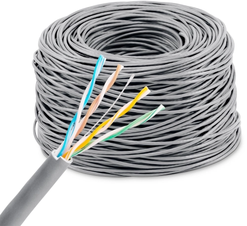 Кабель сетевой KingPrice KP-utp-c5e-0.5mm-cca-305m 1Гбит/ с UTP 4 пары cat.5E solid 0.5мм CCA 305м серый