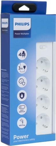 Сетевой фильтр Philips CHP2145WB/ 51 3м (4 розетки) белый (коробка) (CHP2145WB/51) фото 2