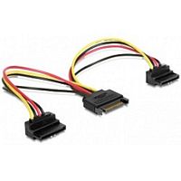 Gembird/ Cablexpert Кабель питания SATA, 15см, 15pin (M)/ 2x15pin(F) на 2 SATA устройства, угловой разъем (CC-SATAM2F-02)