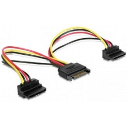 Gembird/ Cablexpert Кабель питания SATA, 15см, 15pin (M)/ 2x15pin(F) на 2 SATA устройства, угловой разъем (CC-SATAM2F-02)
