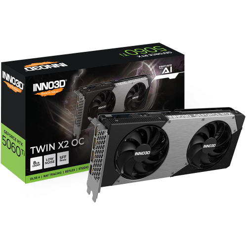 Видеокарта INNO3D RTX 5060 Ti Twin X2 OC/ / RTX5060Ti, HDMI, DP*3, 8G,D7 (N506T2-08D7X-193075N)