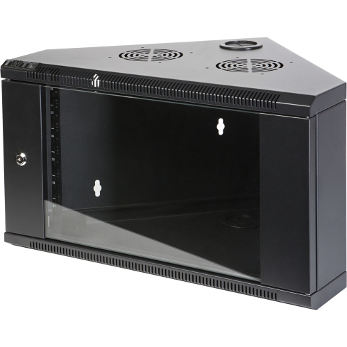 Шкаф настенный угловой, 6U 600x430, стеклянная дверь, черный, I -CBWTG-6U-6x4-BK (TWT-CBWTG-6U-6X4-BK)