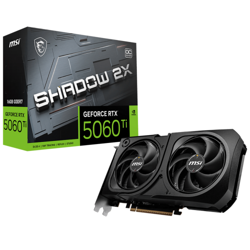 Видеокарта MSI RTX5060Ti SHADOW 2X OC PLUS 16GB GDDR7 128bit 3xDP HDMI 2FAN RTL (RTX 5060 TI 16G SHADOW 2X OC PLUS)
