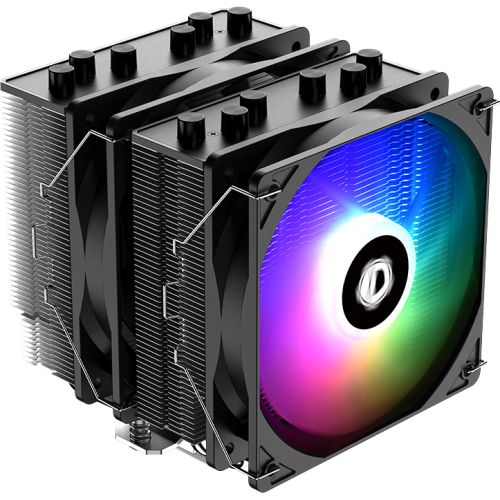 Кулер для процессора/ CPU Cooler ID-COOLING SE-55 ARGB (250W, 4-pin PWM, 153mm, Al/Cu, 6x6mm, ARGB, 2x120mm, 68.2CFM, 35.2dBA, 1500RPM, S: 1700/1200/115X, AM5/AM4, Black)