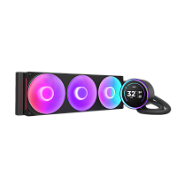 Система жидкостного охлаждения для ПК/ Water Cooling System NZXT Kraken Elite 420 RGB (350W, 420mm, LED temp., Black/ Fans: 3x140mm, 98.61CFM, 34.5dBA, 2000RPM/ Pump height 65mm, 2800RPM, Rad thicknes (RL-KR42E-B2)