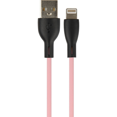 PERFEO Кабель USB A вилка - Lightning вилка, 2.4A, розовый, силикон, длина 1 м., SILICON (I4336)