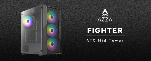Корпус Azza FIGHTER черный без БП ATX 4x120mm 2xUSB2.0 1xUSB3.0 audio bott PSU (CSAZ-290 FIGHTER) фото 5