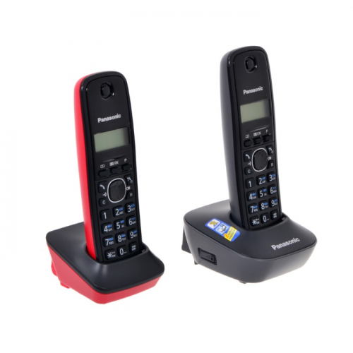 Беспроводной телефон Panasonic/ Монохромный, АОН, черный-красный (KX-TG1612RU3) фото 2