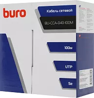 Кабель сетевой Buro BU-CCA-040-100M UTP 4 пары cat.5E solid 0.40мм CCA 100м серый