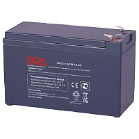 Батарея POWERCOM PM-12-7.2, напряжение 12В, емкость 7.2А*ч, ток разряда 35А, макс. ток заряда 2.1А, свинцово-кислотная типа AGM, тип клемм T2(250)/T1(187), размеры (ДхШхВ) 151х65х99 мм., 2.18кг/ Battery POWERCOM PM-12-7.2, voltage 12V, capacity 7.2A*h, di