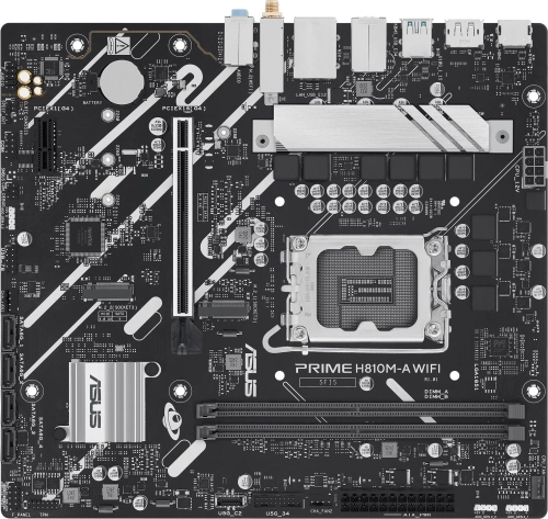 Материнская плата ASUS PRIME H810M-A WIFI, LGA1851, B810, 2*DDR5, 4*SATA, 2*M.2, 2*USB 3.2, 4*USB 2.0, 1*PCIx16, 1*PCIx1, HDMI+DP, mATX; 90MB1KJ0-M0EAY0