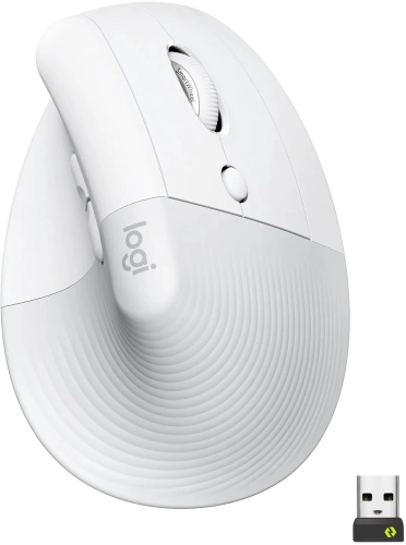 Мышь беспроводная LOGITECH Lift Vertical Ergonomic (Вертикальный Эргономичный) белый/светло-серый (BT, 4000dpi, 6but) (910-006480)