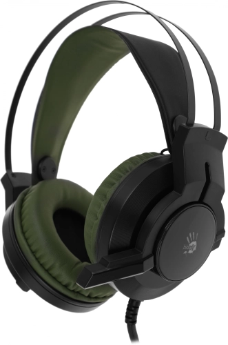 Наушники с микрофоном A4Tech Bloody J450 черный/зеленый 1.8м мониторные оголовье (J450) (J450#MLN) фото 2