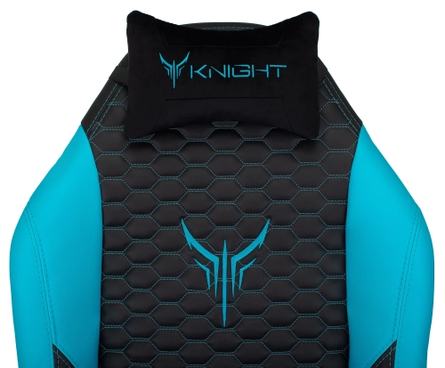 Кресло игровое Knight Neon черный/ голубой соты экокожа с подголов. крестов. металл (KNIGHT NEON LBLUE) фото 11