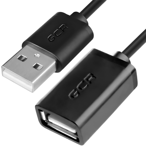 Greenconnect Удлинитель USB 2.0 1.8m черный, AM / AF, 28/ 28 AWG, экран, армированный, морозостойкий, GCR-50567