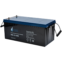 Battery Parus Electro, standard series HM-12-200, voltage 12V, capacity 200Ah (discharge 10 hours), max. discharge current (5sec) 1000A, max. charge current 60A, lead-acid type AGM, bolt terminals M8, LxWxH 522x238x218mm., full height with terminals 223mm