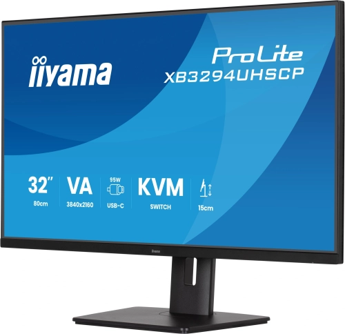Монитор Iiyama 32 ProLite XB3294UHSCP-B1 черный VA LED 2ms 21:9 HDMI M/M матовая HAS 400cd 178гр/178гр 3440x2160 75Hz DP 4K USB 9.7кг фото 4